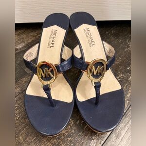 Michael Kors Dark Blue and Gold Sandals